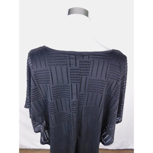 Kim Rogers Black Crochet Poncho Top 1X - Curvy Overlay Tunic - Excellent - Picture 7 of 11